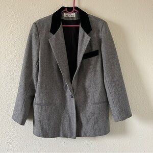 VTG DUMAS USA Petite Houndstooth Dressy Sophisticated Velvet Collar Women’s 12